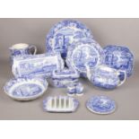 A collection of Copeland Spode Italian teawares, butter dish, toast plate, salt & pepper pots, tea