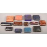 Thirteen 19th century and later jewellery boxes . Including grained leather, plush and paper