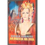 A large French 1970s subway film poster. Ursula Andress, She (la déesse de feu), 155cm x 110cm.