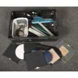 A box of engineering equipment, to include rulers, calculators, calipers etc.