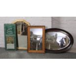 A collection of mirrors, to include gilt frame and bevel edge examples.