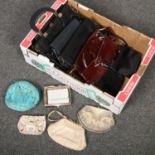A box of assorted vintage handbags, evening bags and purses including beadwork examples.