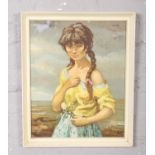 A framed print of a Gypsy girl, signed DYF.