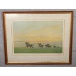 A John King pencil signed horse racing print.