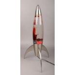 A chrome effect lunar lava lamp. (Height 52cm).