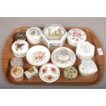 A tray of pin dishes and trinket boxes etc including Royal Worcester.