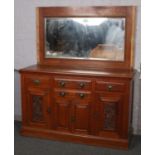 A carved oak mirror back sideboard (AF) 160cm x 100cm x 56cm