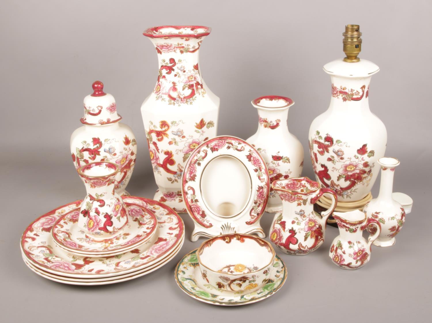 A collection of Mason's ceramics, to include Mandalay Red, Brown Velvet and Chartreuse patterns.