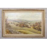 Albert E Jackson, A framed oil on board, rural landscape, Barden Towers and Bridge from Barden