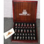 A Danbury Mint pewter Dr Who chess set in original box & chess board very good condition