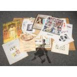 A collection of cricket ephemera, to include Colman's Mustard print, calendar, signed England team