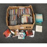 A box of CD's, audio books and Super 8 films.