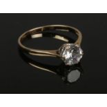 A 9ct gold cubic zirconia solitaire dress ring. Size R 1/2.