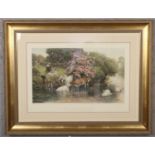 After Basil Bradley, large gilt framed photo engraving titled May-Time on the Thames, 47cm x 70cm.