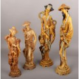 A collection of large oriental figures (approx 38 cm high & 50 cm high)