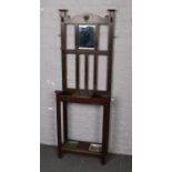 A George V oak mirror back hall stand, 182cm high.