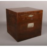 A mahogany tea chest with presentation plaque for Mrs Arthur Cargill, The Sheriff's Lady, from The