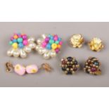 A collection of approximately 42 pairs of vintage clip on and screw back costume jewellery earrings.