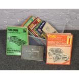 A collection of mainly car manuals, Haynes Ford Capri, Cortina examples, to include The Singer