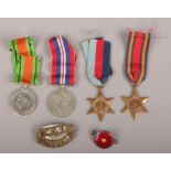 Four British World War II Campaign Medals, Defence, War medal 39-45 Star and Burma Star. Yorkshire &