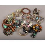 A collection of assorted dress bangles and bracelets.
