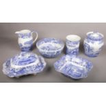 A collection of modern Spode blue and white pottery decorated in the Italian pattern. Including