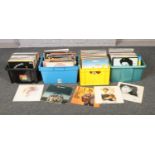 Four boxes of LP records, mainly pop, to include Abba, Wham, Elvis Presley etc.