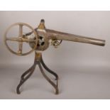 A 19th century hand cranked mechanical fire bellows.