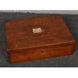 A West Yorkshire wooden regiment box with handles. (Height 12.5cm, Width 46.5cm, Depth 35cm).