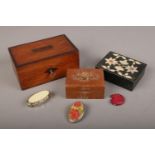 A group of collectables, to include oak and rosewood collection box, Pietra Dura box etc.