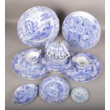 A collection of Spode blue and white pottery, mainly in the Italian landscape pattern and