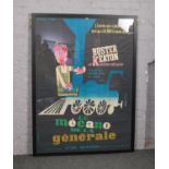 A large framed original French film poster for The General, starring Buster Keaton (155cm x