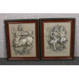 A pair of framed mythological pastels, depicting Pan at Play, and Corruption of Nymph, signed Emery.