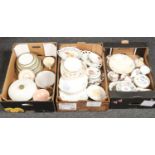 Three boxes of miscellaneous mainly ceramics, Shelley, Royal Doulton, Poole examples