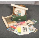 A box of mixed ephemera, to include photographs, books, Brooke Bond tea cards etc.