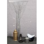 A group of miscellaneous to include metal chain door curtain, ice buckets, lanterns etc