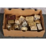 A box of mantel clocks to include glass dome examples etc.