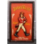 A reproduction painted wooden Johnnie Walker Whisky advertising board, 90cm x 54cm. Provenance;