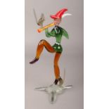 A Murano glass figure, The Pied Piper of Hamlin. (Height 19cm). Good condition.