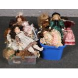 Two boxes of porcelain dolls, Leonardo 'Hannah' , 'Darren', ' Claire' examples