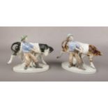 Two Carl Sheidig style porcelain figures of farmers and cows.