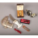 A group lot of collectables to include Limit gold plated automatic wristwatch, knives etc.