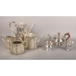 A Victorian faceted silver plate and ivory four part tea service by Joseph Rogers and an early