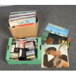 Two boxes of records and cassette tapes, to include classical, pop and easy listening.