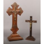 Two vintage French alter crosses. Largest 35cm.