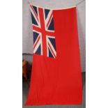 A vintage large linen red ensign flag, 130cm x 270cm.