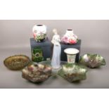 A collection of ceramics and glass, to include Old Tupton Ware, Nao, Dresden, Carnival Glass etc.