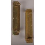 A pair of early-mid 20th century brass public house door pulls, 35cm. Provenance; Lathom Hall,