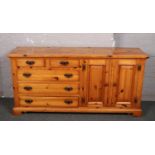 A solid pine sideboard, 176cm x 48cm, 85cm high.