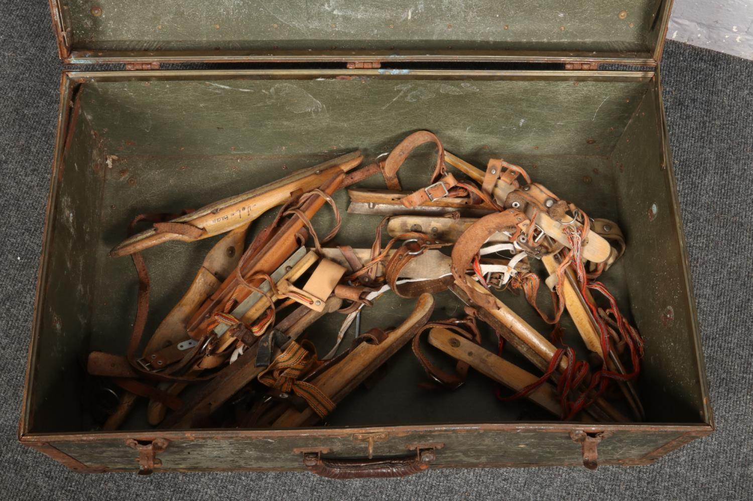 A military trunk with soldiers particulars inscribed and containing a collection of vintage ice - Image 2 of 2